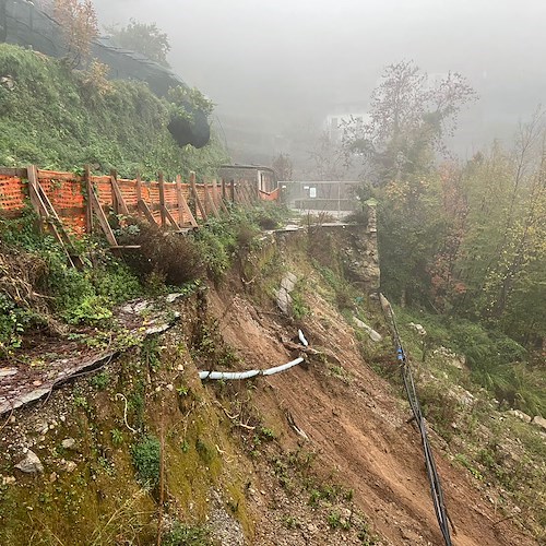 Ravello, pioggia intensa genera distacco di altro terreno dalla frana di Casa Rossa