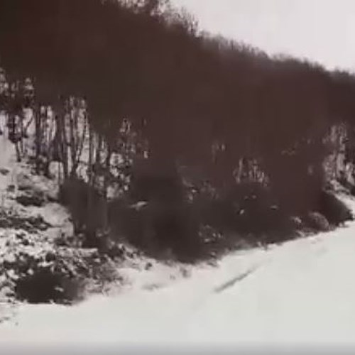 Ravello-Tramonti: il 'Passo' imbiancato, la neve che nasconde ghiaccio su strada [VIDEO]