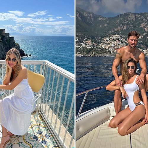 Ricordi di una vacanza in Costiera Amalfitana. La modella brasiliana Simone Villas Boas con il marito Jared Koron