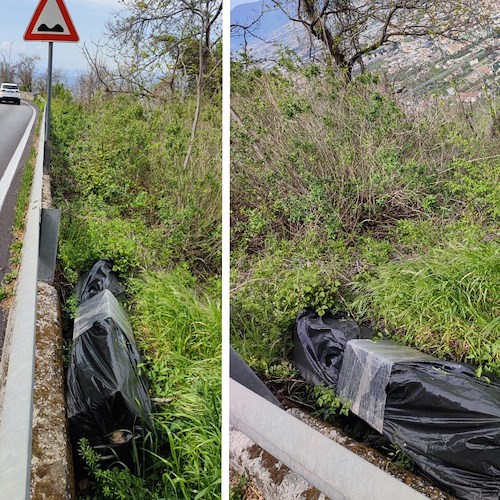 Rifiuto "speciale" scaricato abusivamente sulla Strada Provinciale che da Tramonti conduce a Corbara