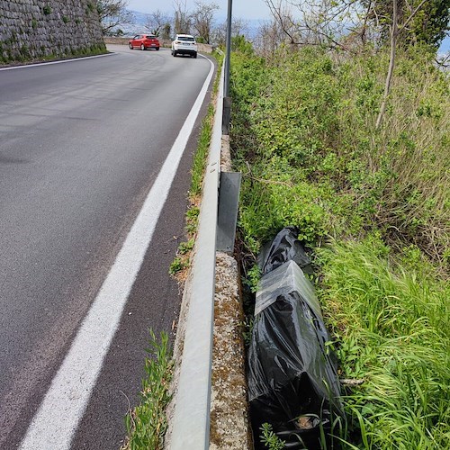 Rifiuto "speciale" scaricato abusivamente sulla Strada Provinciale che da Tramonti conduce a Corbara