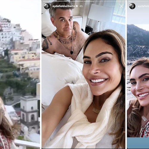 Robbie Williams lands in Positano, his wife Ayda posted a viral video / photo