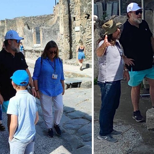 Russell Crowe in viaggio nella storia: dopo la tappa a Ostia Antica, eccolo a Pompei