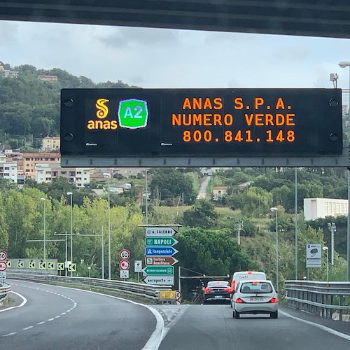 Salerno, dal 25 al 27 marzo limitazioni al transito veicolare lungo la A2 per lavori al viadotto 'Cernicchiara'