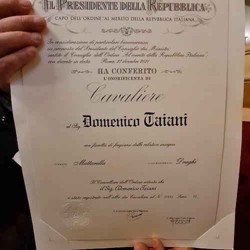 Salerno, Domenico Taiani Cavaliere al merito della Repubblica Italiana