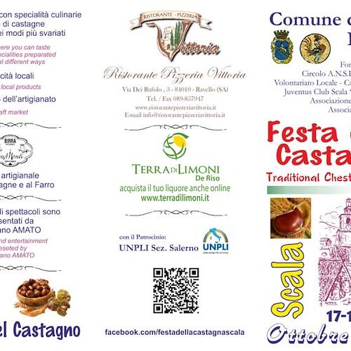 Scala, 17-18 e 24-25 ottobre è Festa della Castagna /PROGRAMMA