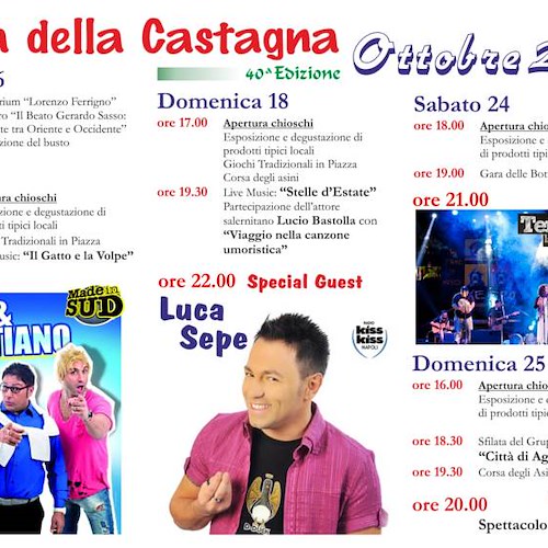 Scala, 17-18 e 24-25 ottobre è Festa della Castagna /PROGRAMMA