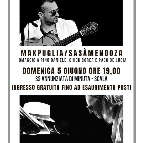Scala, 5 giugno un omaggio a Pino Daniele con il duo Max Puglia e Sasà Mendoza