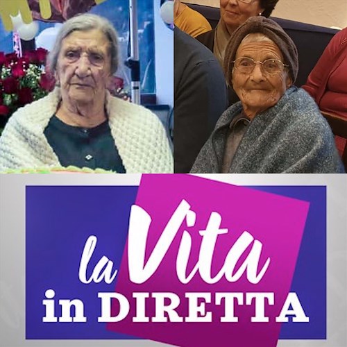 Scala paese di longevità, oggi a "La Vita in Diretta" protagoniste le centenarie Carmela e Rosa