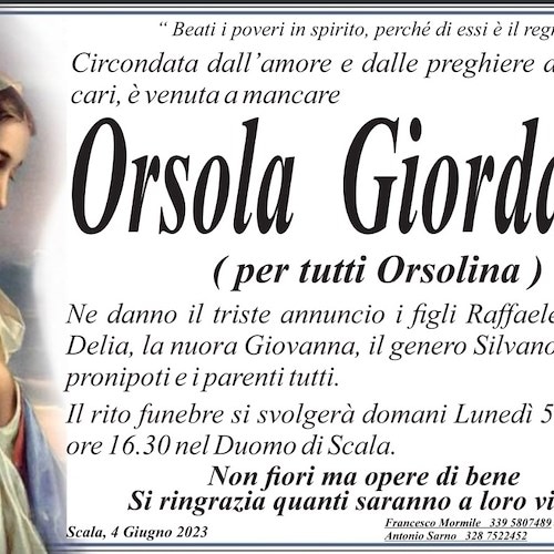 Scala piange la morte della Signora Orsola Giordano, per tutti Orsolina