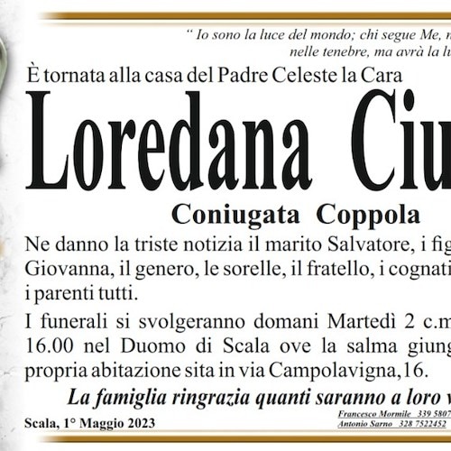 Scala piange la morte di Loredana Ciutto, coniugata Coppola
