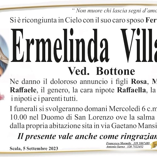 Necrologio Ermelinda Villani