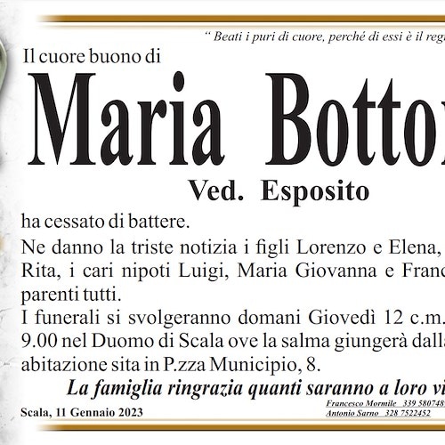 Scala piange la scomparsa della signora Maria Bottone, vedova Esposito