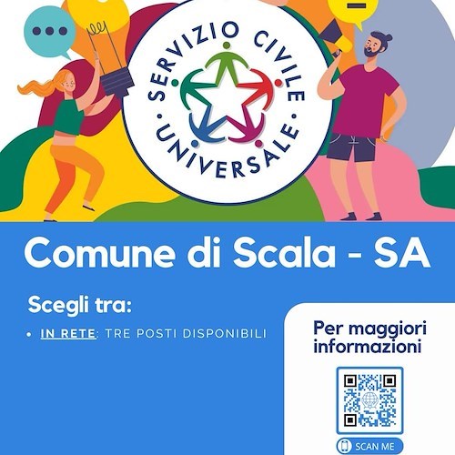 Scala seleziona 3 volontari di Servizio Civile, domande entro il 10 febbraio
