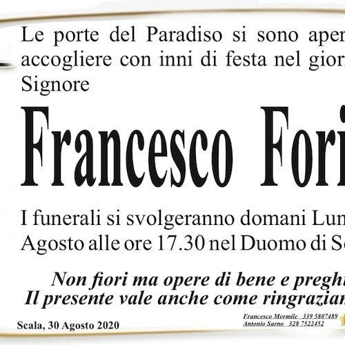 Scala, si è spento Francesco Forino