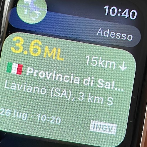 Scossa di terremoto nel Salernitano, epicentro a Laviano: avvertita anche in Costiera Amalfitana