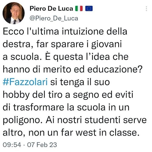 Scuola, Iannone (FdI): «De Luca jr si è ridotto a rilanciare fake news»