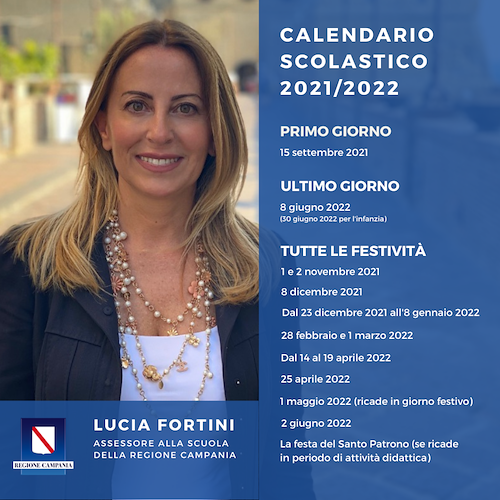 Scuola in Campania, ecco il calendario 2021-2022. Fortini: «Si parte il 15 settembre»
