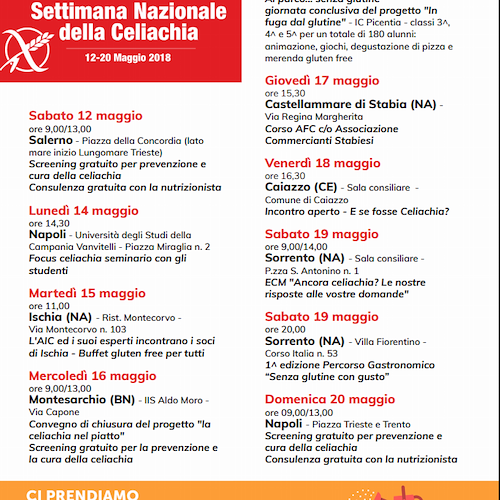 “Settimana Nazionale della Celiachia”: 12-20 maggio le iniziative AIC in Campania