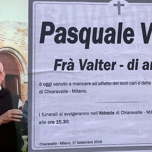 Si è spento a Milano Pasquale Vitale, per tutti era Frà Valter 