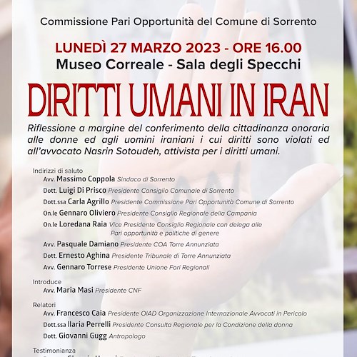 Sorrento, 27 marzo un convegno sui diritti umani in Iran al Museo Correale 