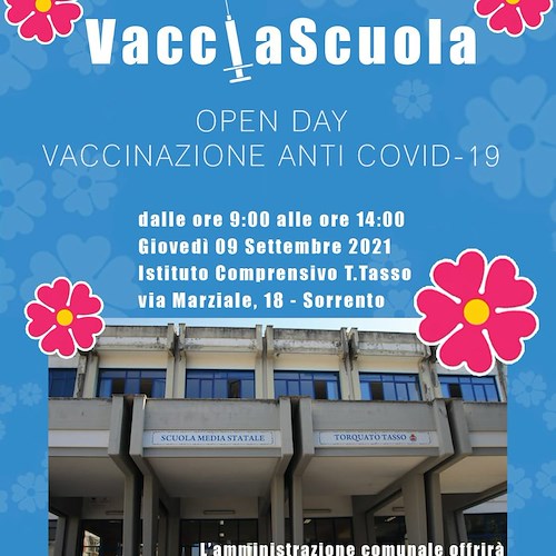 Sorrento: 9 settembre Open Day vaccinale alla scuola Tasso 