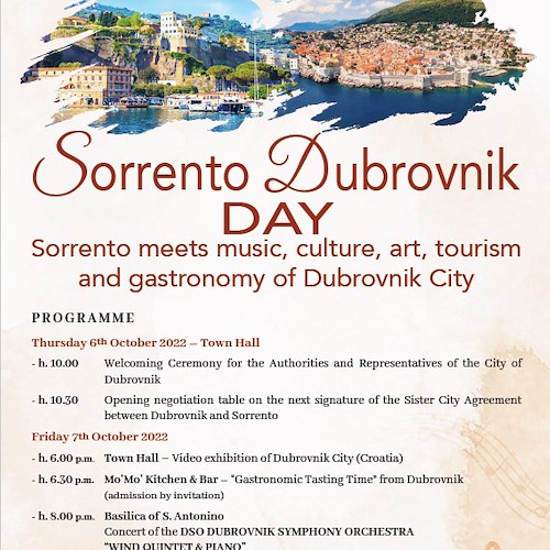 Sorrento verso il gemellaggio con Dubrovnik, 6 ottobre arriva delegazione dalla città croata