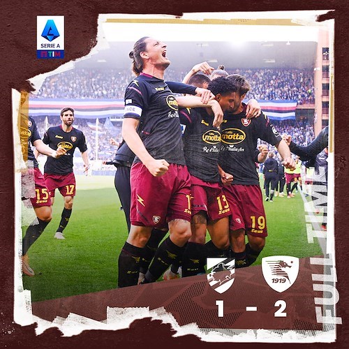 Sport, Calcio. La Salernitana batte la Sampdoria 2-1 al Marassi