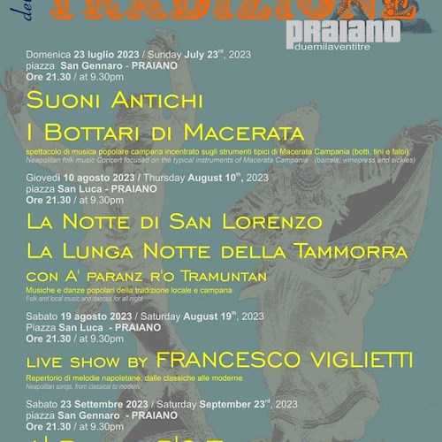 Stasera a Praiano la "Lunga notte della Tammorra" sotto le stelle cadenti