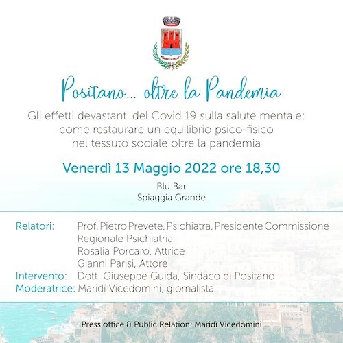 Stasera Positano va "oltre la pandemia" con esperti e attori: appuntamento in Spiaggia Grande