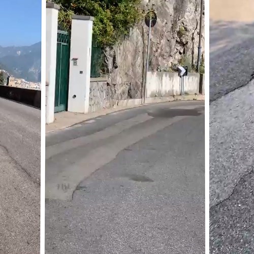 Statale 163 Amalfitana attraversata da tracce di vecchi lavori: un pericolo soprattutto per gli scooter