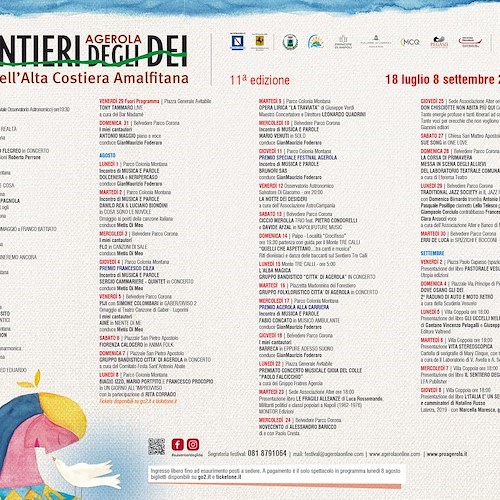 "Sui Sentieri degli Dei" giunge alla XI edizione: dal 18 luglio grandi ospiti ad Agerola 