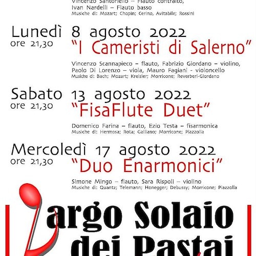 Torna a Minori la rassegna di musica da camera "Largo Solaio dei Pastai", per la 28esima edizione focus sul flauto traverso