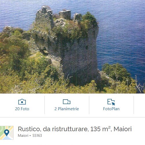 Torre vicereale di Maiori cerca un nuovo proprietario: il prezzo è di 800mila euro