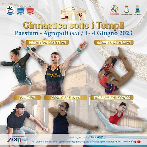 Tra Agropoli e Paestum “Ginnastica sotto i Templi”: dall'1 al 4 giugno gareggiano oltre 1000 atleti da tutta Italia