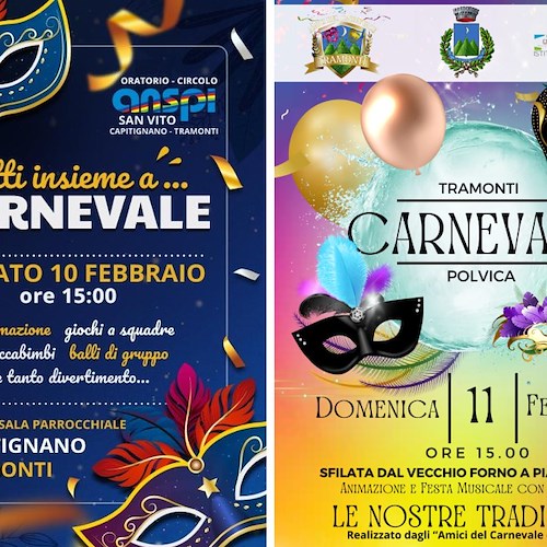 Tramonti, 10 e 11 febbraio torna il Carnevale con una festa per bambini e la sfilata del carro allegorico