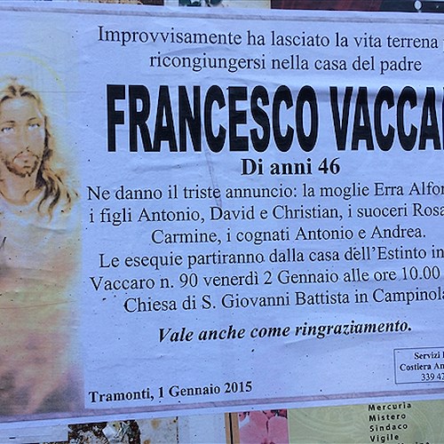 Tramonti dice addio a Franco Vaccaro
