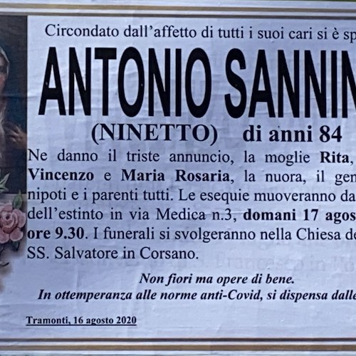 Tramonti dice addio ad Antonio Sannino, storico verificatore SITA
