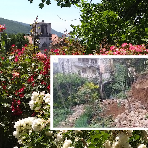 Tramonti, frana seppellisce parte del roseto: rinviata riapertura del Giardino Segreto dell'Anima