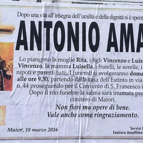 Tramonti piange l'autista Sita Antonio Amato. Aveva 54 anni
