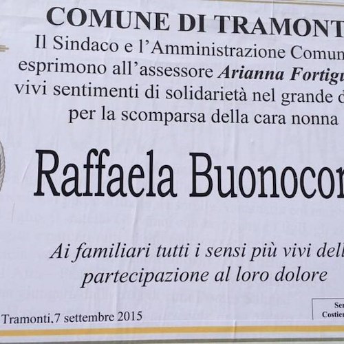 Tramonti: si è spenta la signora Raffaela Buonocore in Fortiguerra