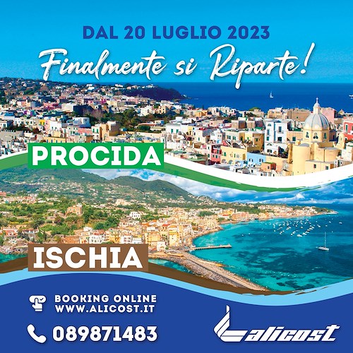 Trasporto marittimo: attivi i collegamenti dalla Costiera amalfitana per Ischia, Procida e Napoli