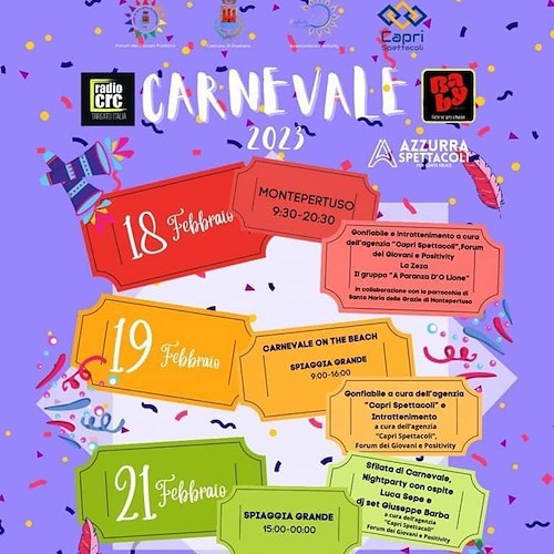 Tre giorni di eventi per il Carnevale a Positano