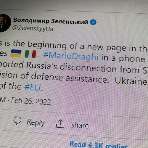 Ucraina, Draghi sostiene l'uscita della Russia da Swift