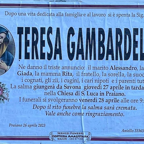 Una brutta malattia spegne il sorriso di Teresa Gambardella: dolore tra Amalfi e Praiano