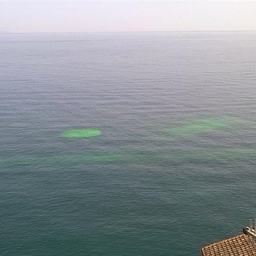 Una chiazza verde nel mare della Costiera, cosa sarà?/ FOTO
