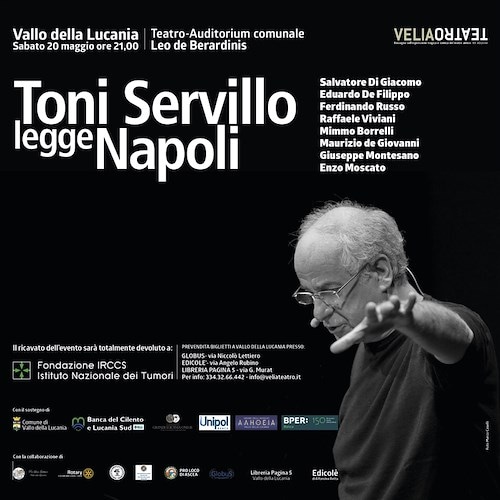 Vallo della Lucania: sabato 20 “Toni Servillo legge Napoli” per combattere il cancro