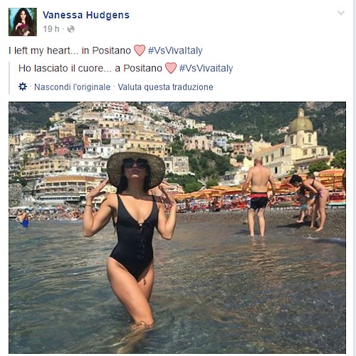 Vanessa Hudgens in Costa d'Amalfi: «Ho lasciato il mio cuore a Positano»