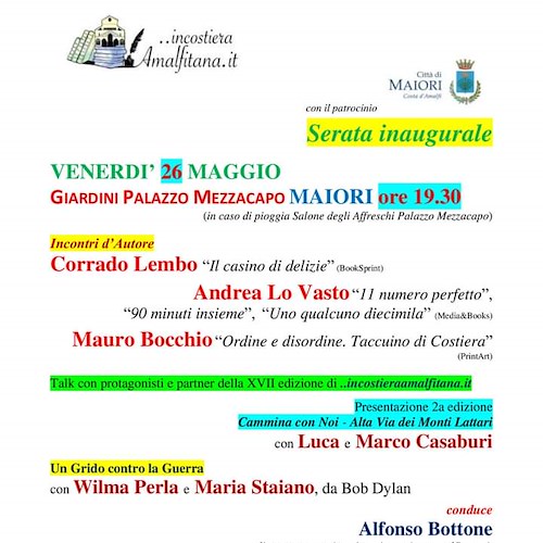 Venerdì a Maiori la serata inaugurale della XVII edizione di ..incostieraamalfitana.it