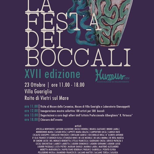 Vietri sul Mare, domenica 23 ottobre la XVII edizione della Festa dei Boccali a Villa Guariglia